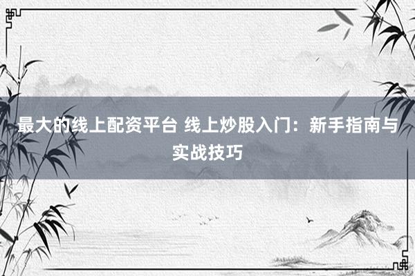 最大的线上配资平台 线上炒股入门：新手指南与实战技巧